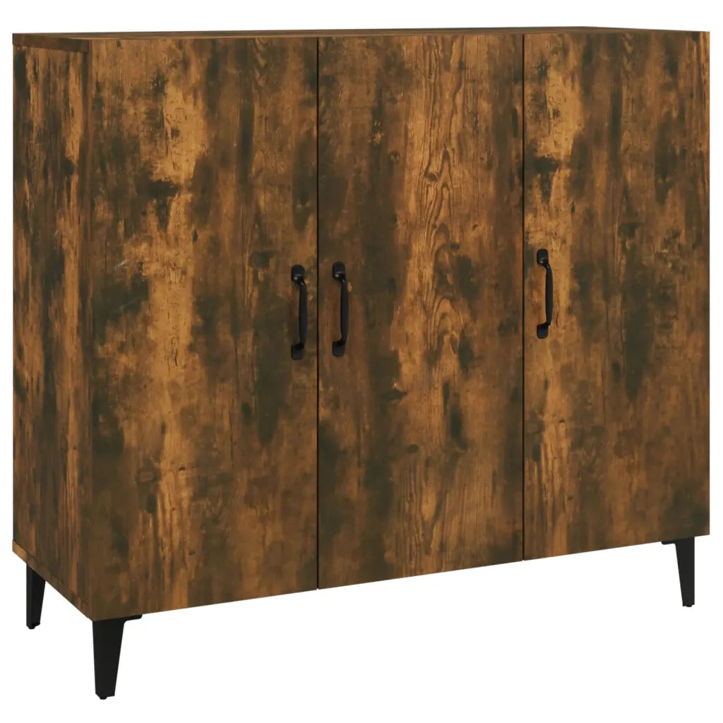 Credenza Rovere Fumo 90x34x80 cm in Legno Multistrato 817462
