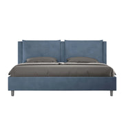 BS COM Letto con rete imbottito 180x200 microfibra blu