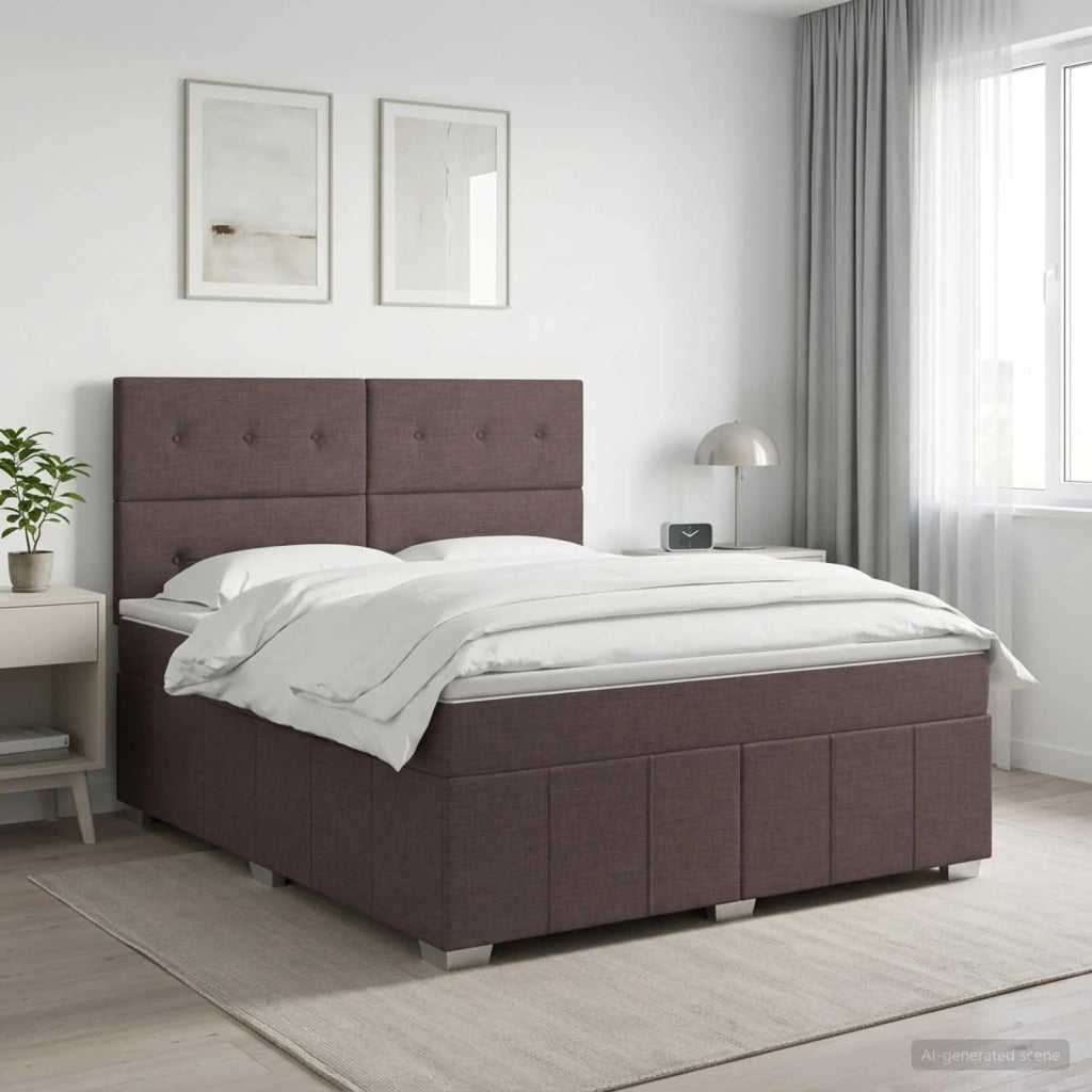 Letto box spring con materasso Marrone Scuro 140 x 200 cm 3454158
