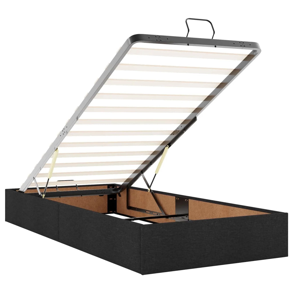 Letto Ottomano con Materasso e LED Nero 90 x 200 cm Tessuto 3456879