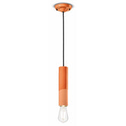 Sospensione Piccola Vintage Decò Pi Ceramica Arancio Pesca 1 Luce E27