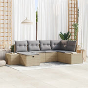 Set Divano da Giardino con cuscino 6 pcs Beige polyrattan