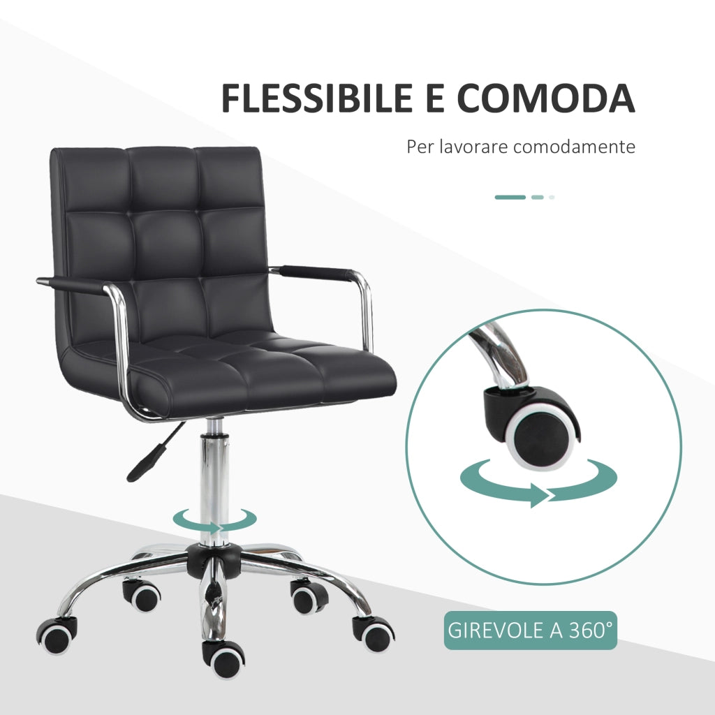 Sedia da Ufficio Ergonomica ¨C Xylo ¨C Pelle PU Nero, Schienale Imbottito, Altezza Regolabile, 5 Ruote