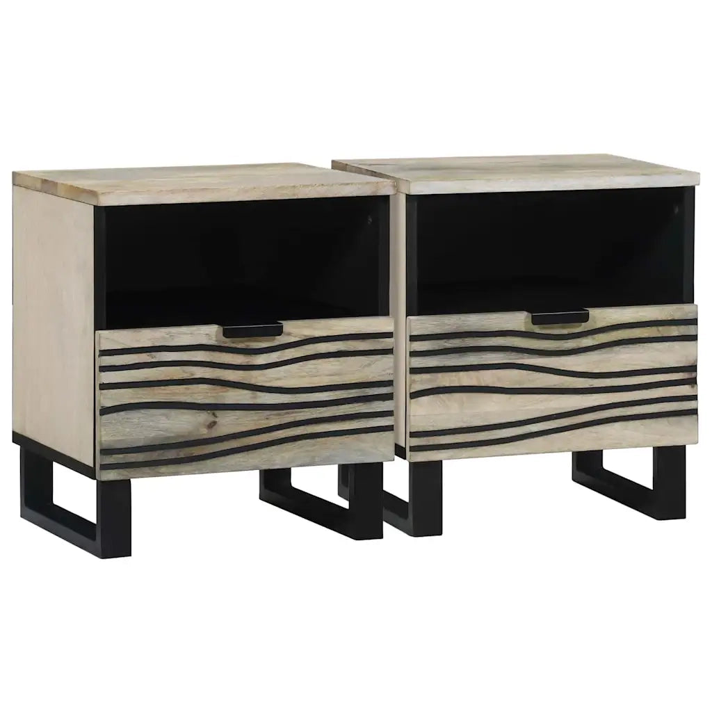 Set di 2 Comodini | Armadio da Notte | Mobiletto da notte Bianco 40 x 33 x 46 cm