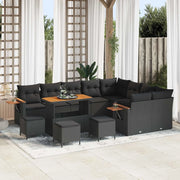 Set Divano da Giardino con cuscino 13 pcs Nero
