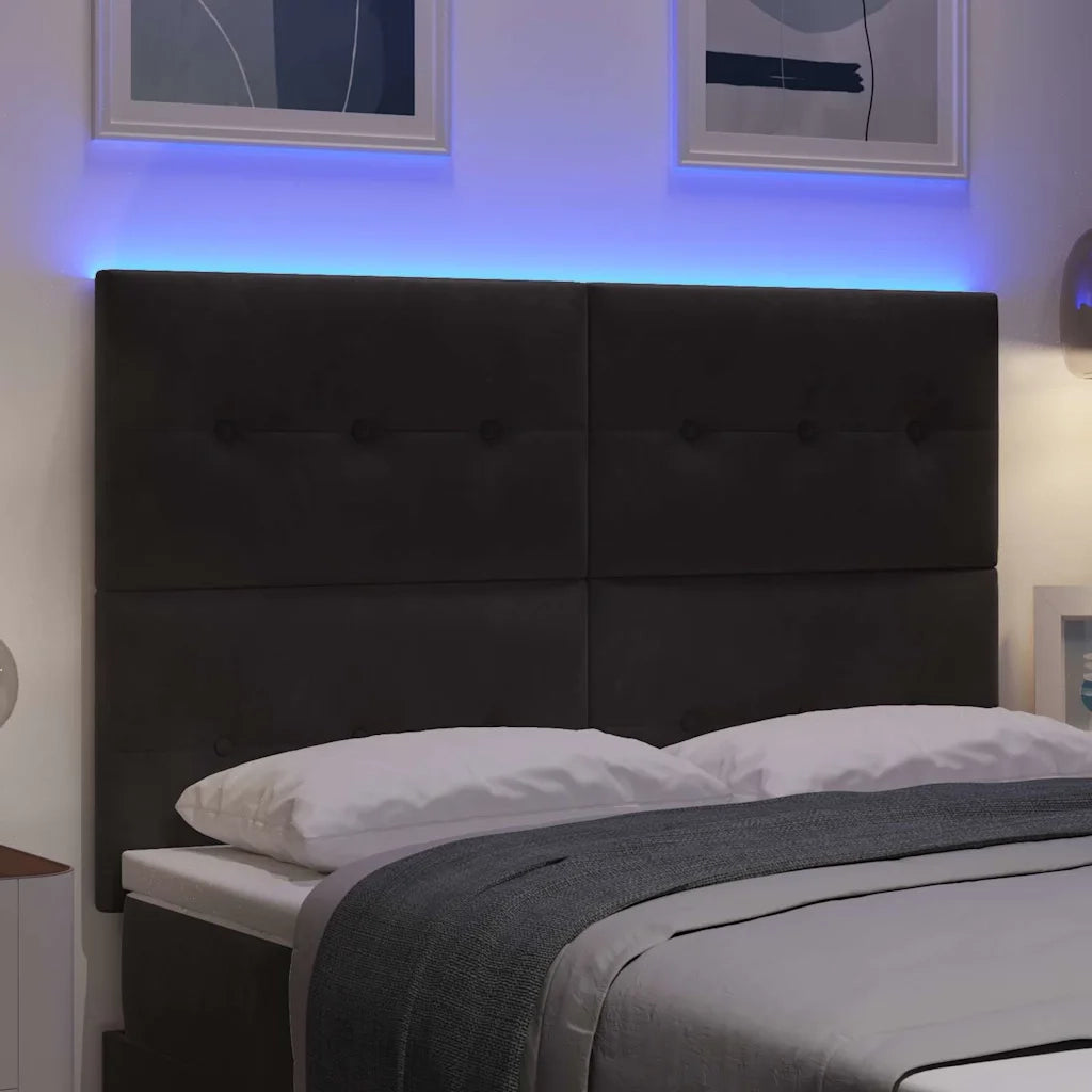 Testiera | Testata LED con strisce LED Nero 160 cm Velluto