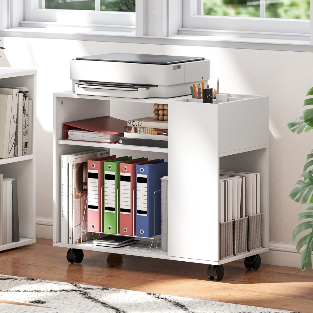 Scrivania per computer con cassetti ¨C zephmum ¨C 70x34x60 cm bianco