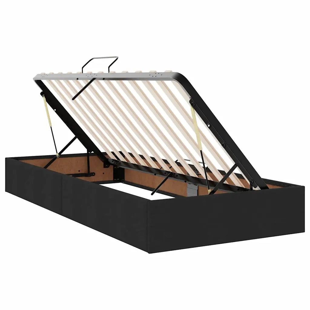 Letto con contenitore e LED con led Nero 90 x 200 cm Tessuto