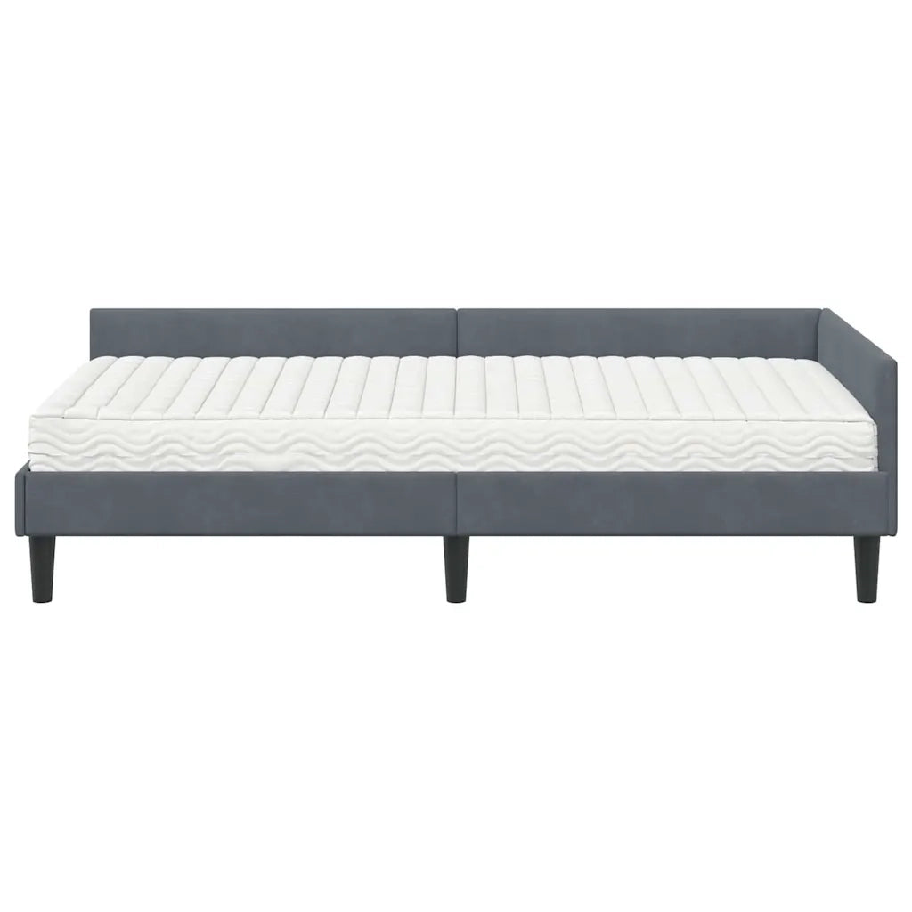 Struttura Letto Angolare con Materasso 2 pcs Grigio Velluto