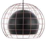 Lampada da Soffitto in Metallo Nero con Paralume a Gabbia 128 cm