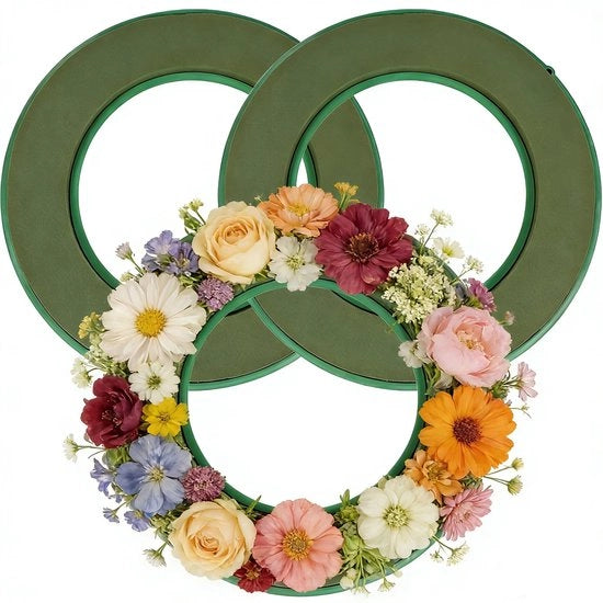 Steekschuim Ronde Krans 30 cm - Steekschuim per Fiori - Materiale Fenolico Duraturo - Adatto per Attività Ricreative - Ideale per Matrimoni e Feste di Compleanno - Schiuma per Fiori