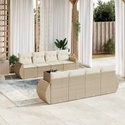 Set Divano da Giardino 9 pz con Cuscini Beige in Polyrattan 3221147