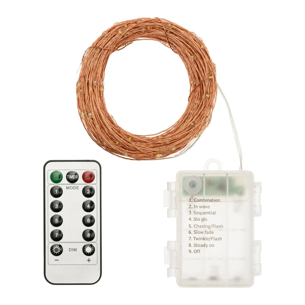 Catena MicroLED 20 m 200 B Caldo rame telecomando IR timer