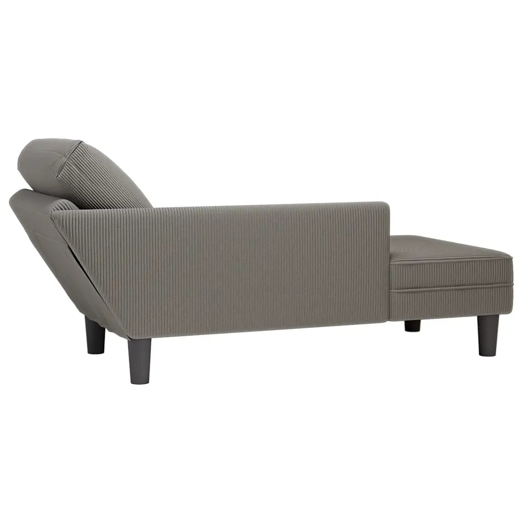 Sdraio con Cuscino Destro in Velluto a Coste Grigio Chiaro 4009815