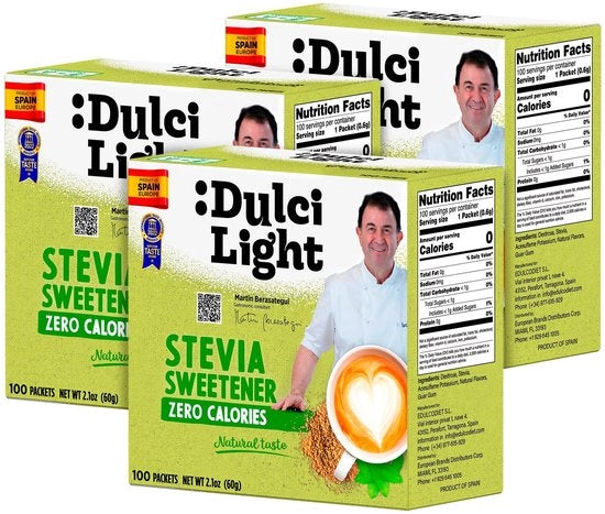 Stevia in Polvere 300 Stick - Vegano - Senza Glutine - Amichevole per Keto - Senza OGM - Zucchero Zucchero senza Calorie