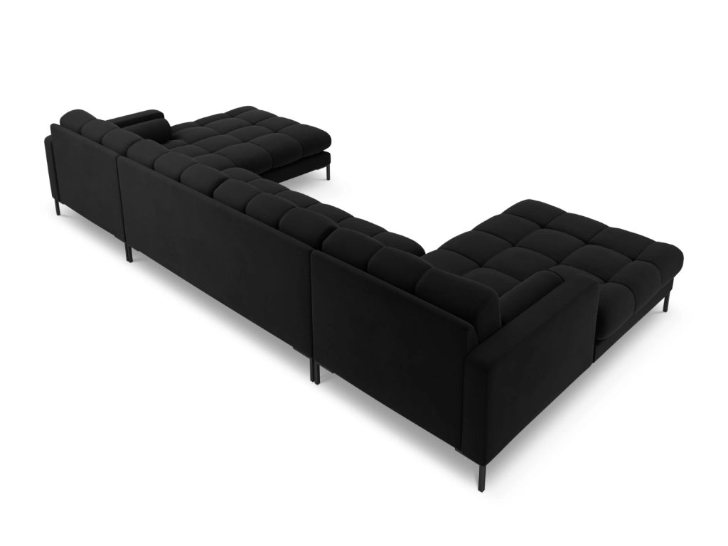 Cosmopolitan Design - Divano panoramico "Bali" 7 posti in velluto nero 