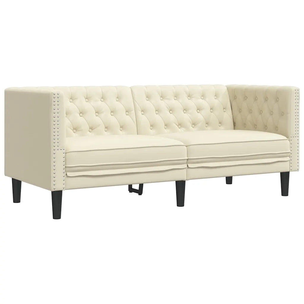 Set Divani Chesterfield 2pz Crema in Similpelle 3209275