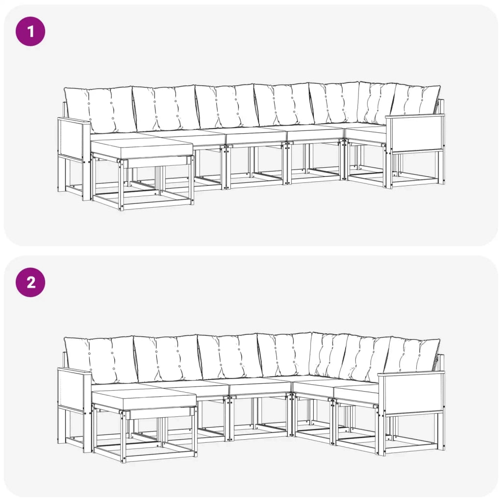 Set di divani da esterno con cuscino 7 pcs Naturale e Beige 3382093