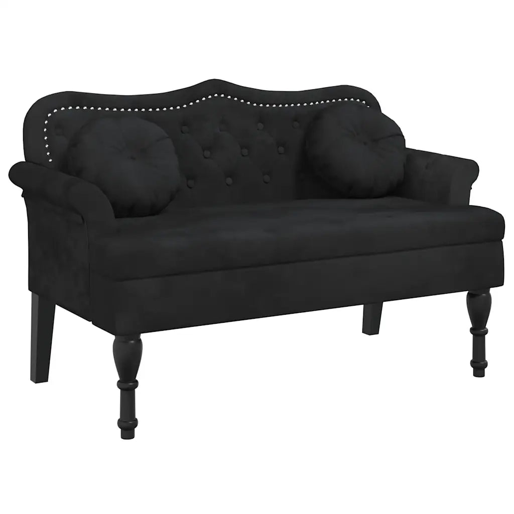 Panca con Cuscini-Sgabello-Divano Nera 120,5x65x75 cm Velluto