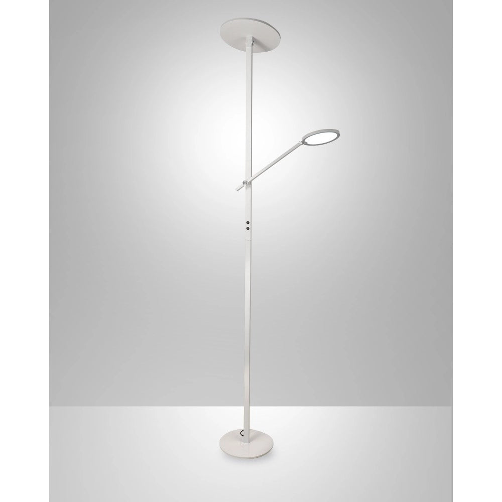 Regina - Piantana a Led Bianca in metallo H.180 cm Fabas Luce - 2 luci da 36W e 12W a led integrato 3000K