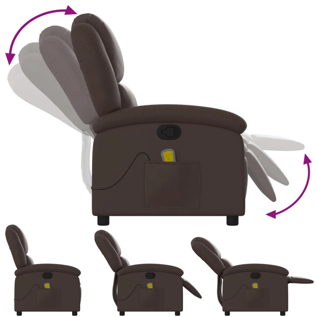 Poltrona Massaggiante | Sedia Relax Reclinabile marrone in Similpelle