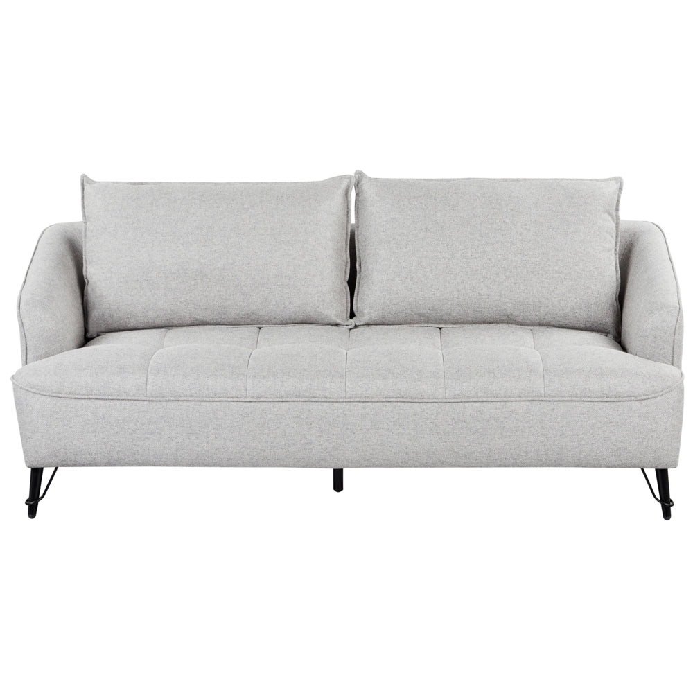 Set di divani a 2 e 3 posti in tessuto grigio chiaro con cuscini aggiuntivi stile moderno
