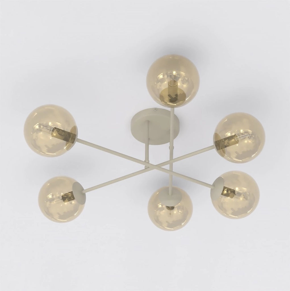 Lampada a soffitto ROMA 6xE14 sfere vetro beige Emibig