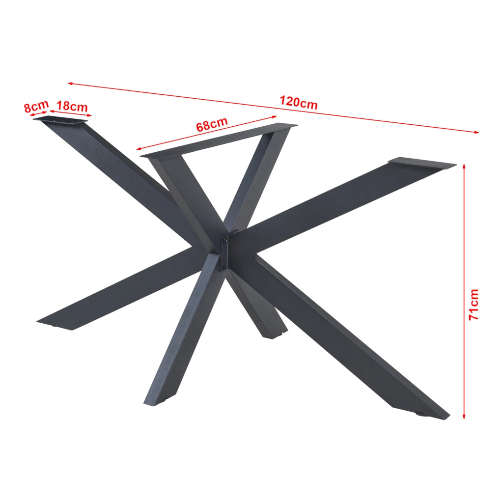 Gamba Centrale Oberau a Forma Stella per Tavolo Fai da te 120 x 68 x 71 cm Acciaio Nero [en.casa]