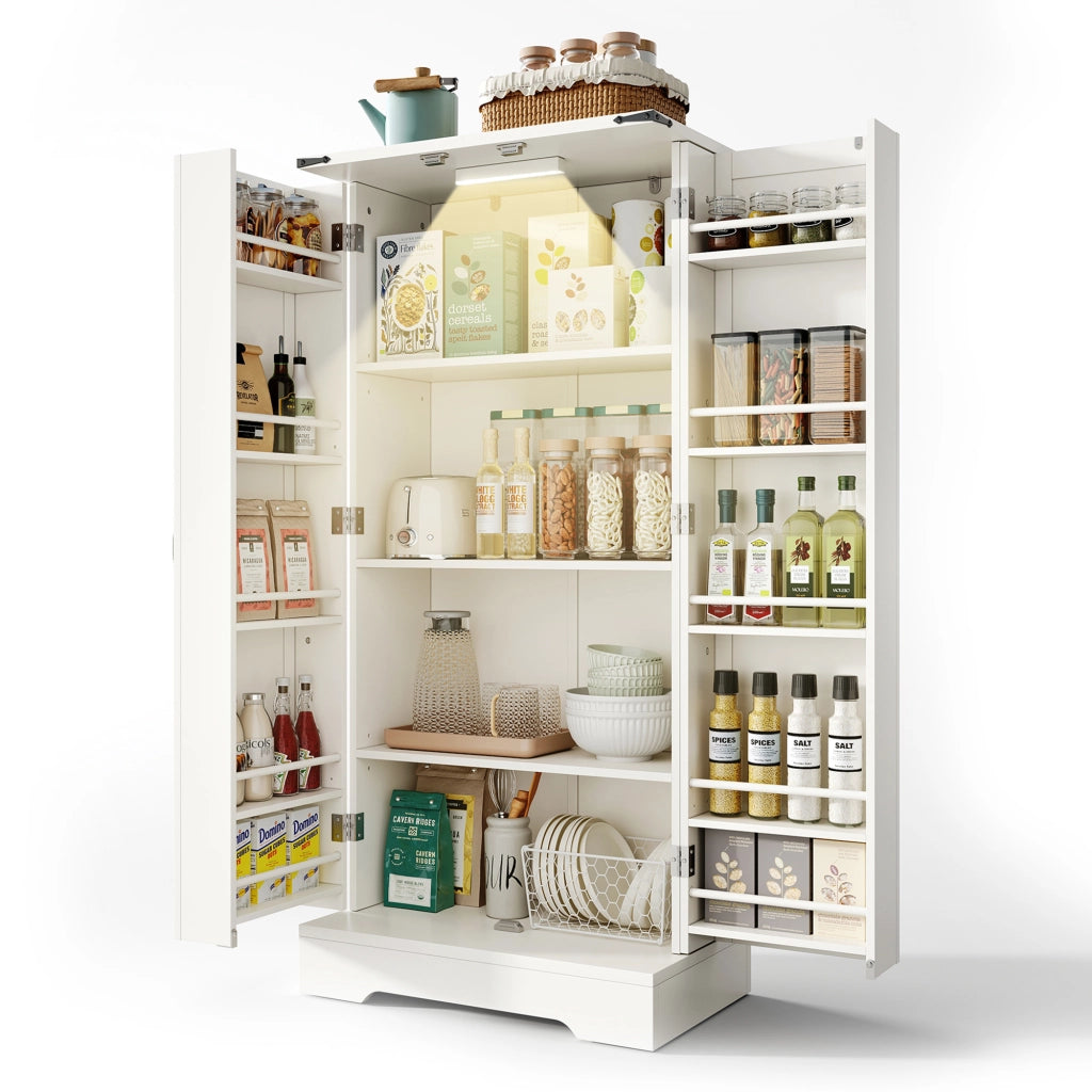 Credenza da Cucina con Ante e Ripiani ¨C MINIMAL ¨C Bianco, 128.5 cm