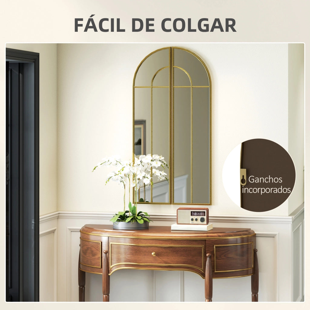 Specchio da Parete Arco Dorato ¨C Xylo ¨C 2 Pezzi 30x120 cm