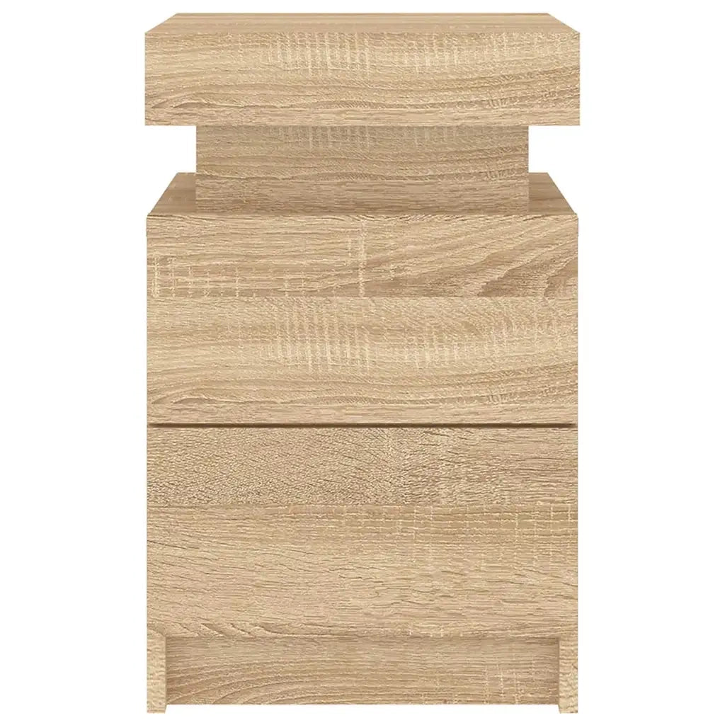 Comodini con Luci LED 2pz Rovere Sonoma 35x39x55 cm 836754