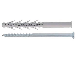 TASSELLO IN NYLON PROLUNGATO AD ELEVATA ESPANSIONE CON VITE TUP4- - ømm.10x85 vite ømm.7x90 spess.fissaggio mm.15 - 100 pezzi FRIULSIDER
