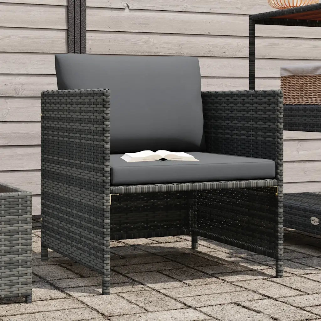 Divano da Giardino con Cuscini-Sofa da Giardino-Divano da esterno Grigio in Polyrattan