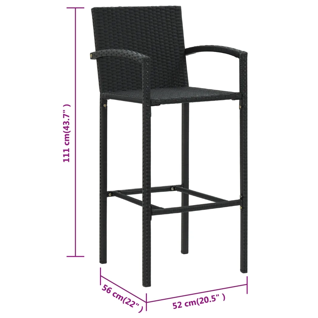 Sgabelli da Bar 2 pz in Polyrattan Nero 362581