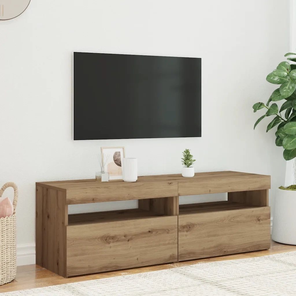 Mobili Porta TV con LED 2 pz | Armadietto TV | Mobile Porta TV Artigianale in Legno Multistrato