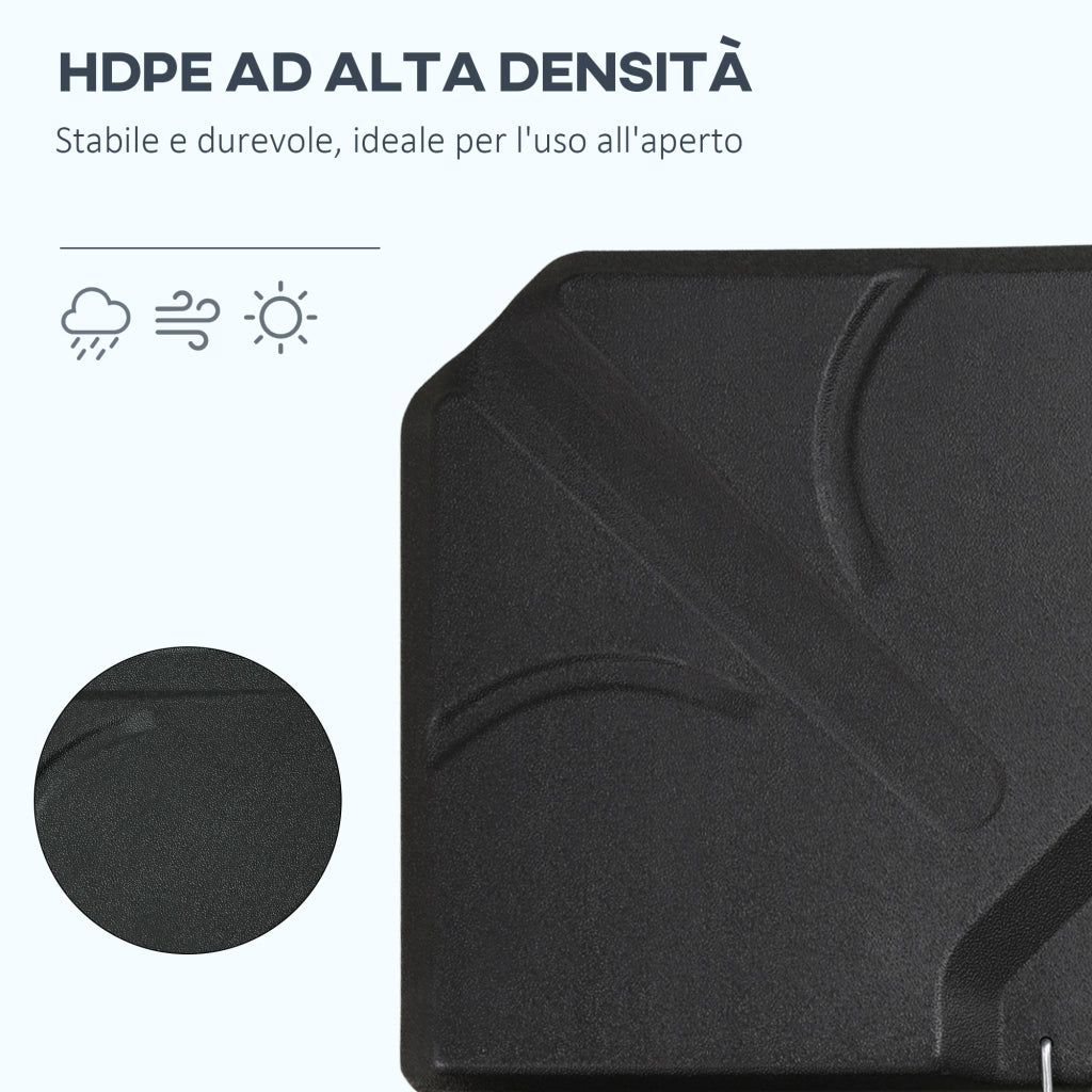 Base Ombrellone 4 Pezzi HDPE Riempibile Acqua Sabbia 18kg ¨C zephmum ¨C 103x103x8.3 cm Nero
