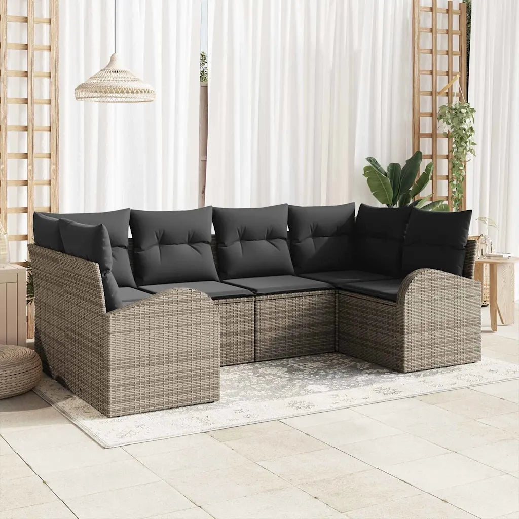 Set Divano da Giardino 6 pcs Grigio Rattan in Polipropilene 3346179