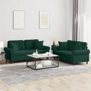 Set di Divani 2 pz con Cuscini Verde Scuro in Velluto 3202232