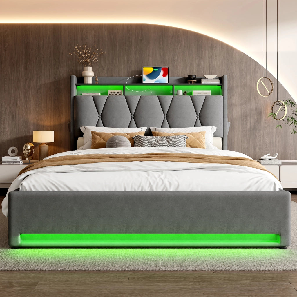 letto imbottito velluto grigio scuro 160 x 200 cm