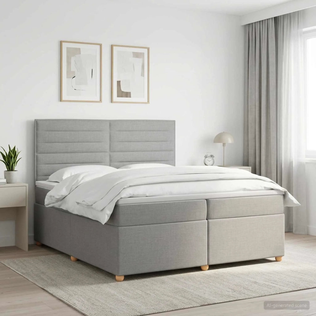 Letto box spring con materasso Grigio Chiaro 200 x 200 cm 3453956