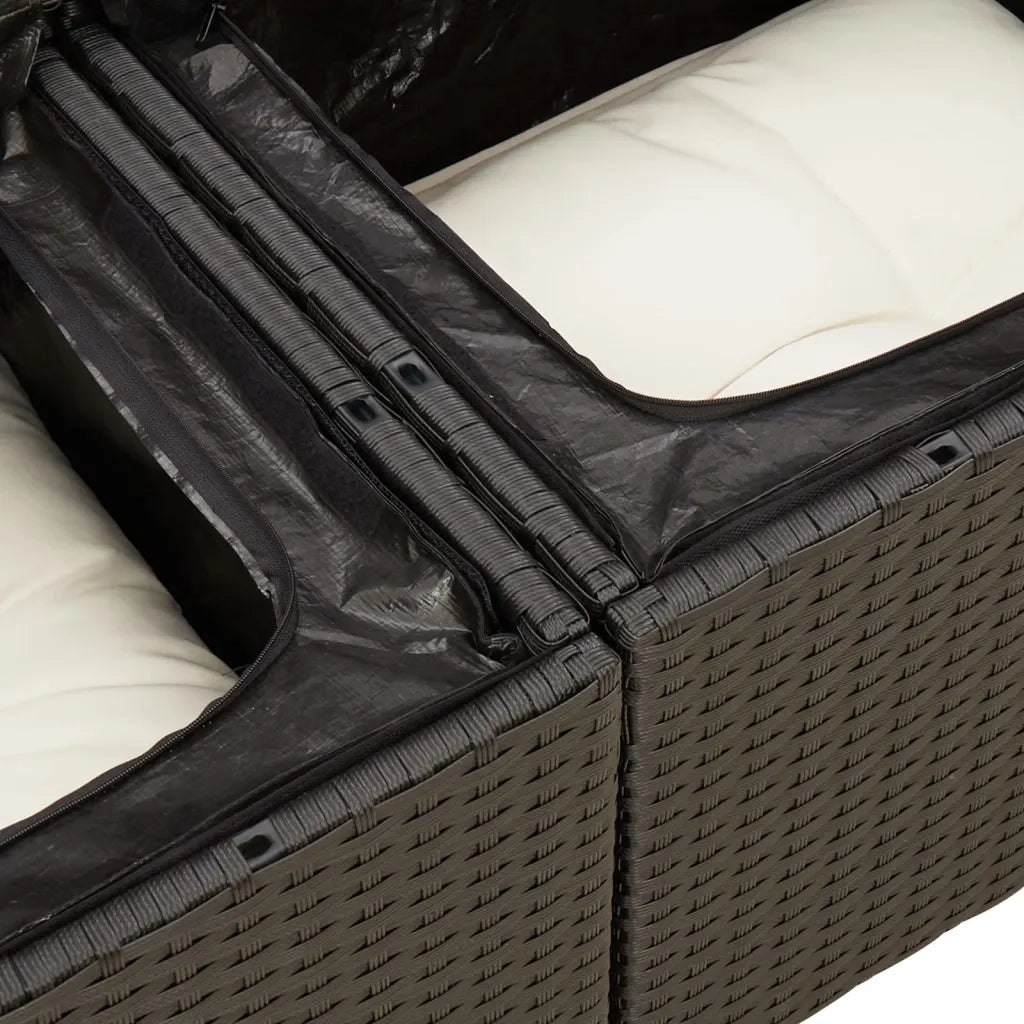 Set Divani da Giardino 12 pz con Cuscini Nero in Polyrattan 3256511