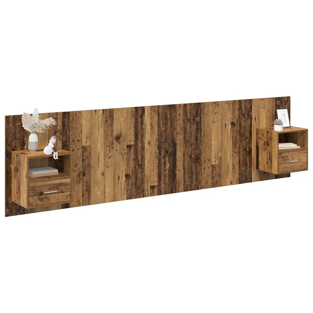 Testata con Comodino 3 pcs Legno vecchio Legno multistrato 3415614