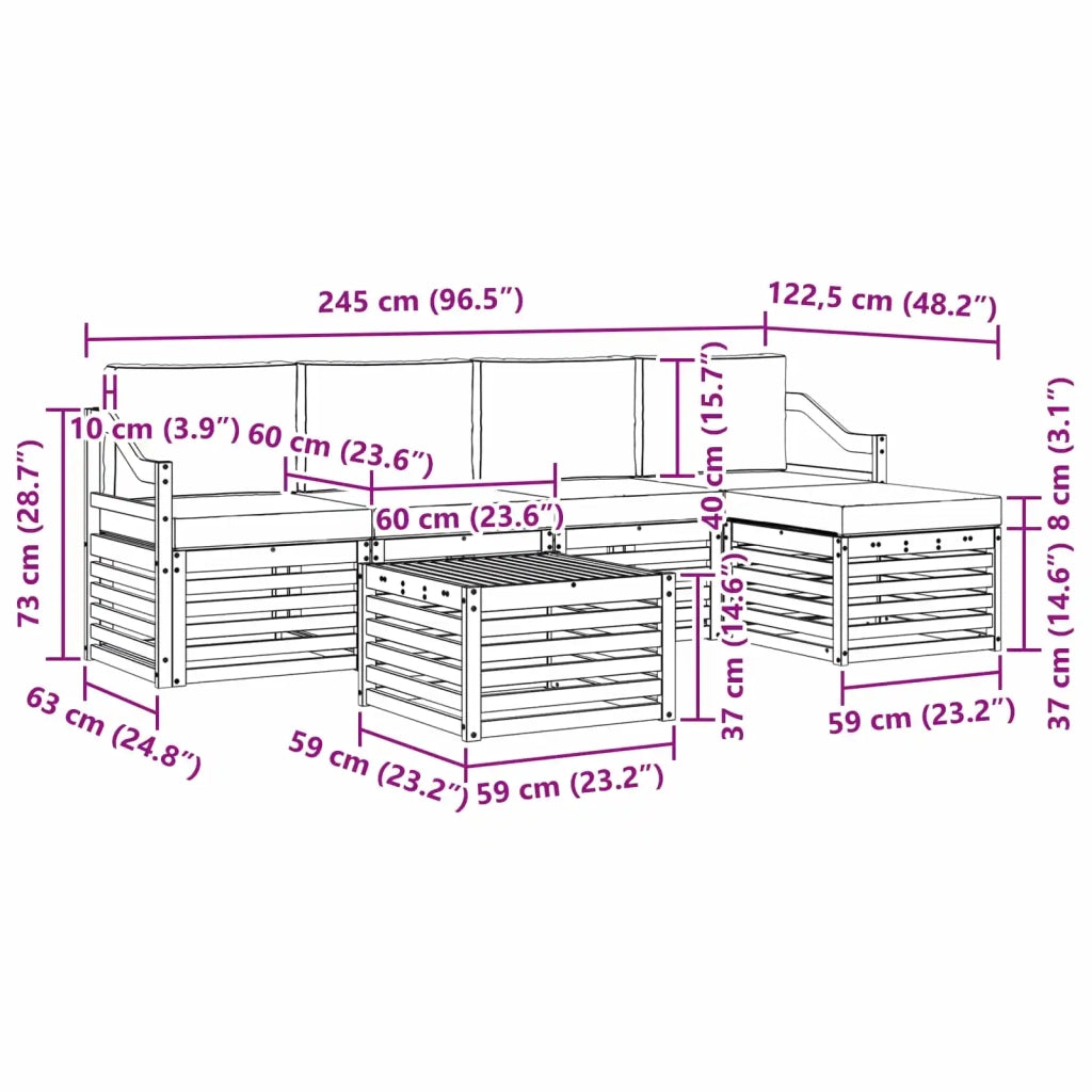 Set di divani da esterno 6 pcs Bianco e Antracite 3391732