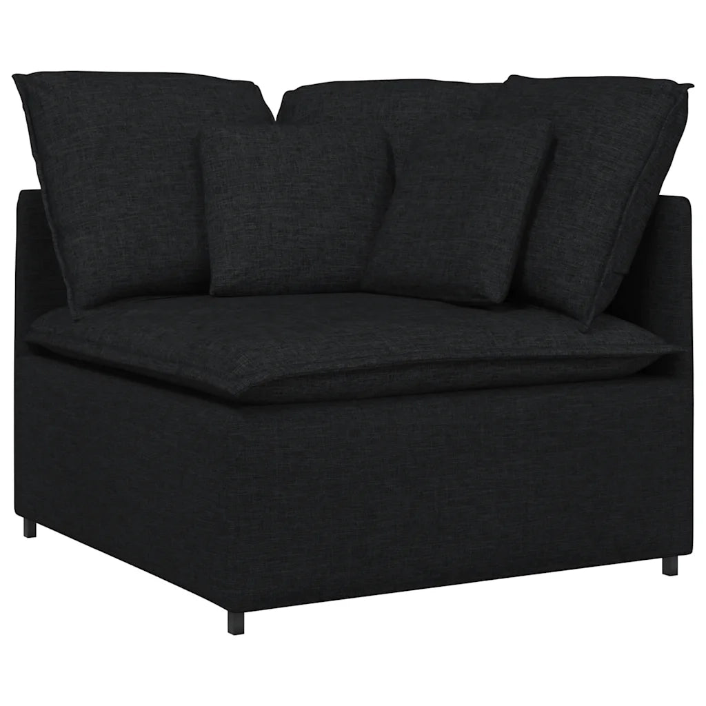 Divano Modulare con Cuscini in Tessuto Nero 3321149