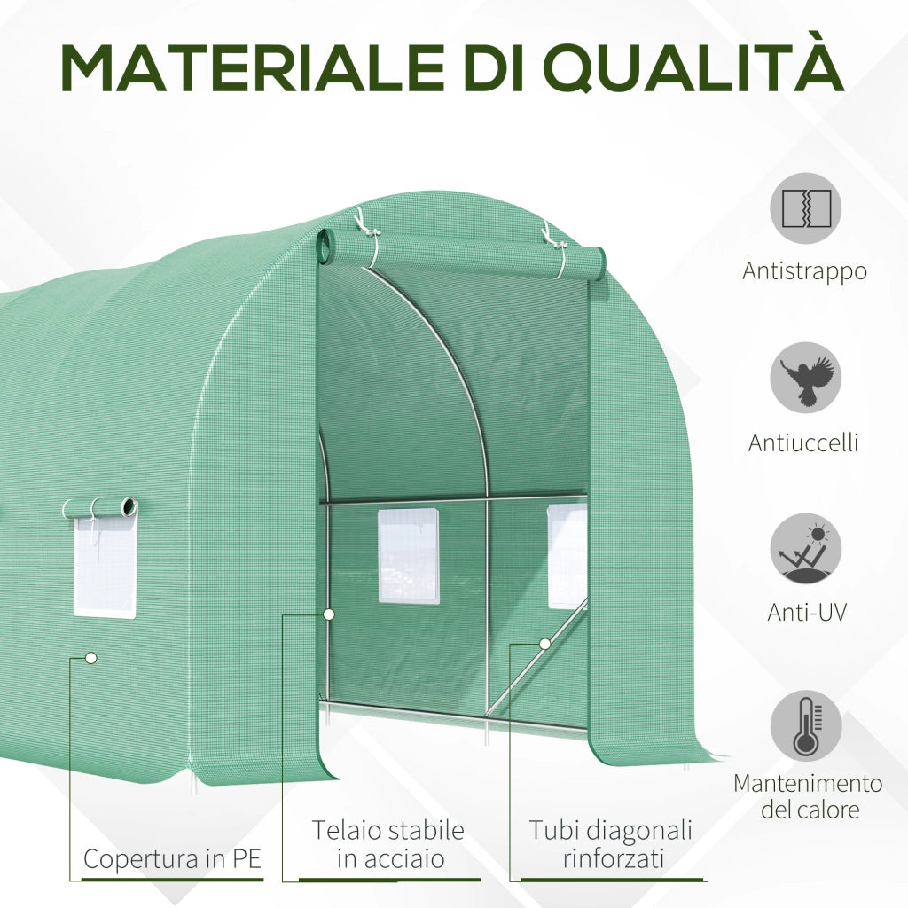 Serra Tunnel da Giardino - Xylo - 4.45x2x2m PE Verde