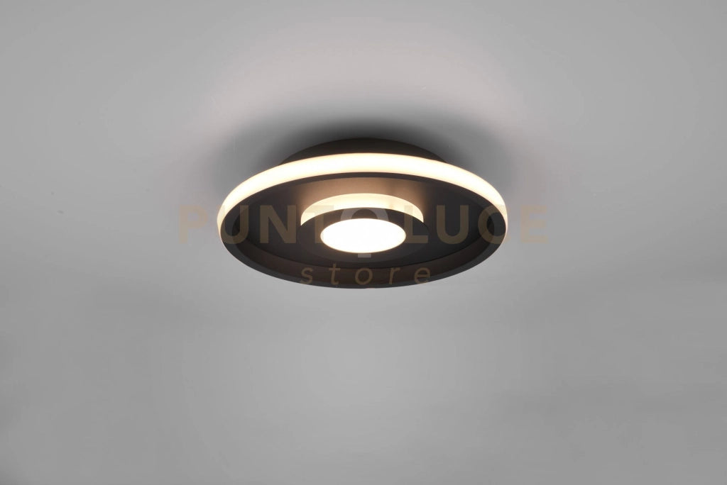 ASCARI H2O PLAFONIERA LED 28W 3200lm, 3000k NERO CON DIMMERAZIONE CON INTERRUTTORE IP44 D.30CM