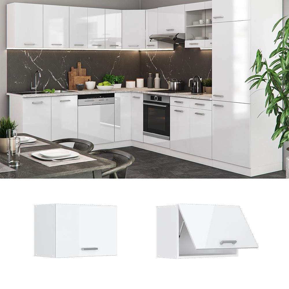 Pensile da cucina R-Line Bianco lucido/Bianco 60 cm Piatto Vicco