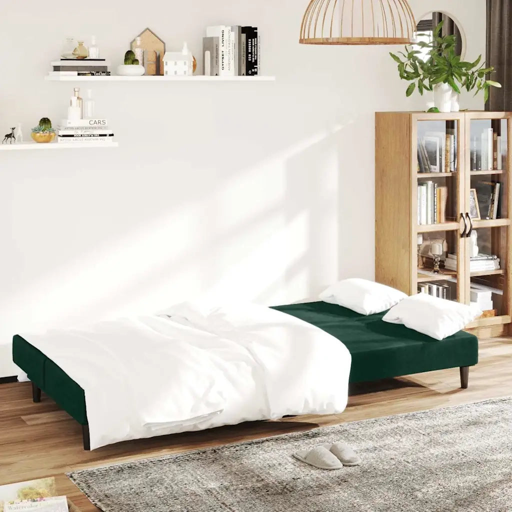 Divano Letto a 2 Posti-Sofa Letto 2 Posti-Daybed Verde Scuro in Velluto 745512