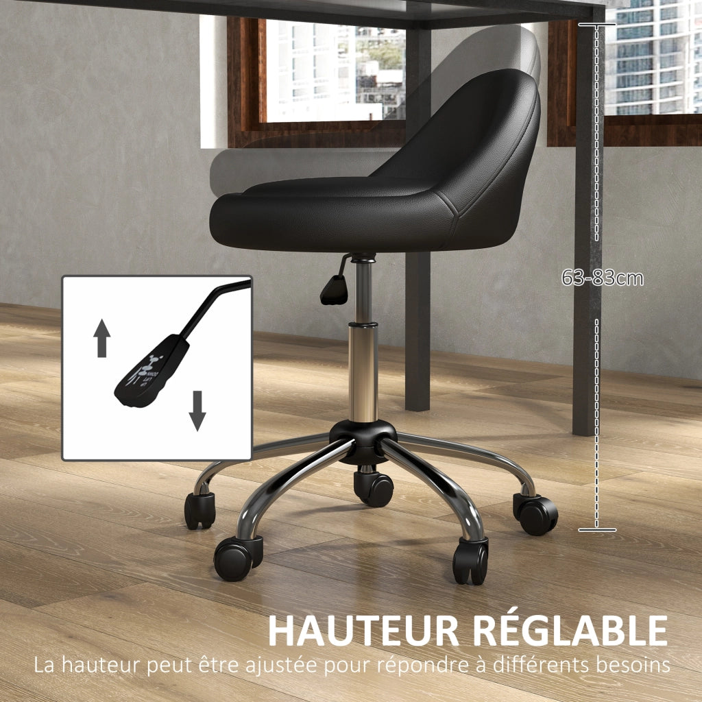 Sgabello da lavoro girevole con rotelle ¨C zephmum ¨C nero altezza regolabile 53-73 cm