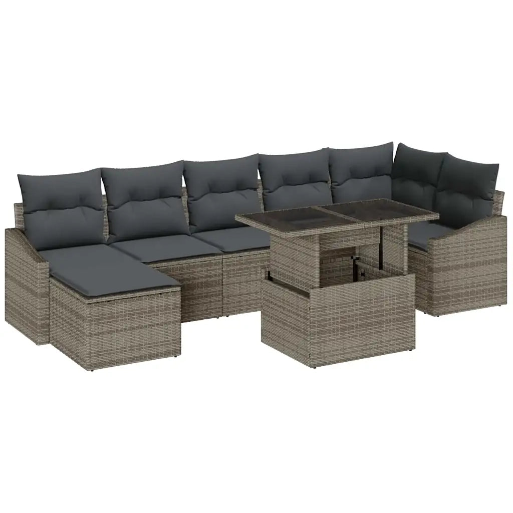 Set Divano da Giardino con cuscino 8 pcs Grigio polyrattan 3349045